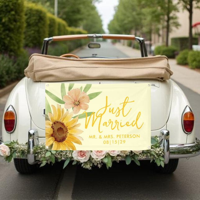 Lona Sunflower Just Married Car Banner (Subido por el creador)