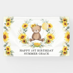 Lona Sunflower Teddy Bear Globo Amarillo Feliz cumpleañ