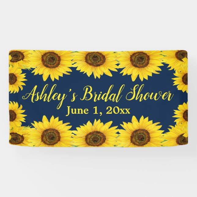 Lona Sunflowers Bridal Shower Backdrop Naval Floral Pro (Horizontal)