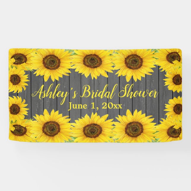 Lona Sunflowers Bridal Shower Backups Rustic Wood Prop (Horizontal)