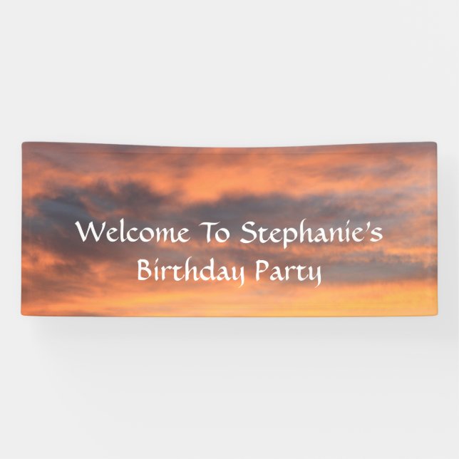 Lona Sunset Sky Photo Birthday Party Personalizado colo (Horizontal)