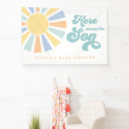 Lona Sunshine Baby Shower aquí llega el Son Rays Amaril