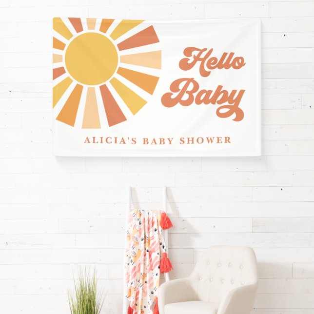 Lona Sunshine Baby Shower aquí llega el Son Rays Amaril (in situ)