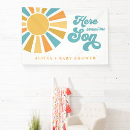 Lona Sunshine Baby Shower aquí llega el Son Rays Amaril