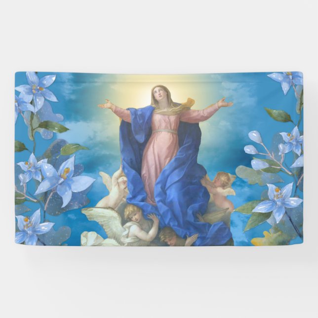 Lona Suposición religiosa de María Angels Floral Azul (Horizontal)