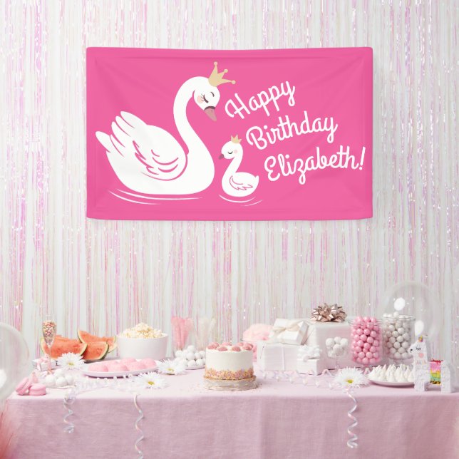 Lona Swan Fiesta de cumpleaños Baby Shower Pink (Fiesta)