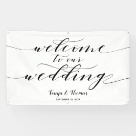 Lona Swash Black Calligraphy Bienvenidos A Nuestro Boda