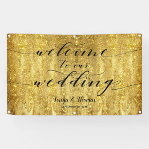 Lona Swash Calligraphy Sparkling Gold Welcome Boda
