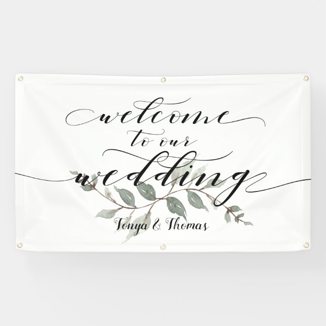 Lona Swash Font Calligraphy Bienvenidos A Nuestro Boda (Horizontal)