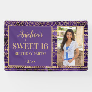 Lona Sweet 16 Birthday Purple Gold Boho Photo