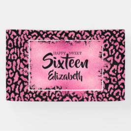 Lona Sweet 16 Happy Birthday Leopard Personalizado