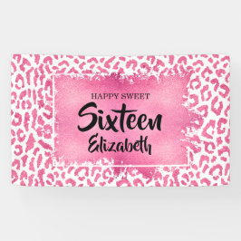 Lona Sweet 16 Happy Birthday Leopard Personalizado