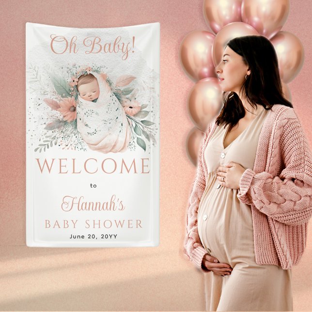 Lona Sweet Swaddled Oh Baby Floral Chica Baby Shower (Subido por el creador)