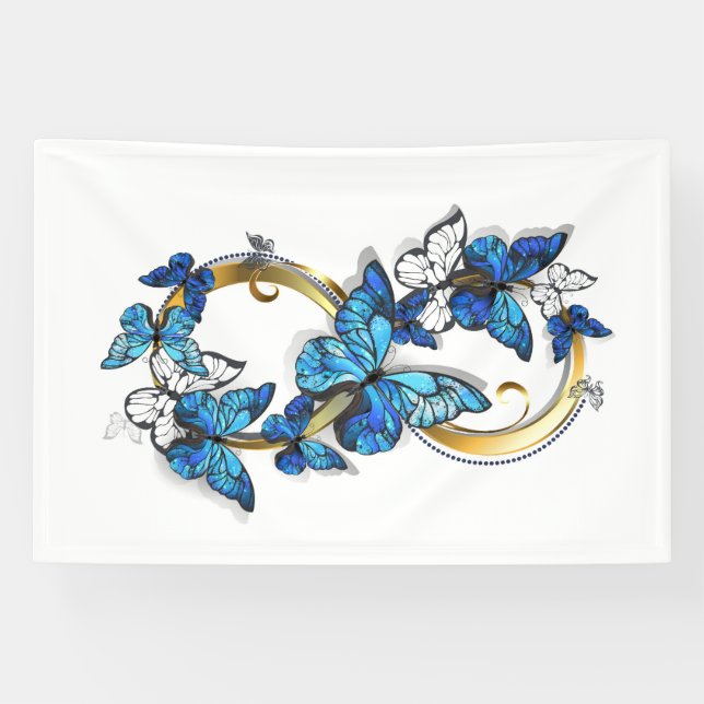 Lona Symbol Infinity of Blue Morpho Butterflies (Horizontal)