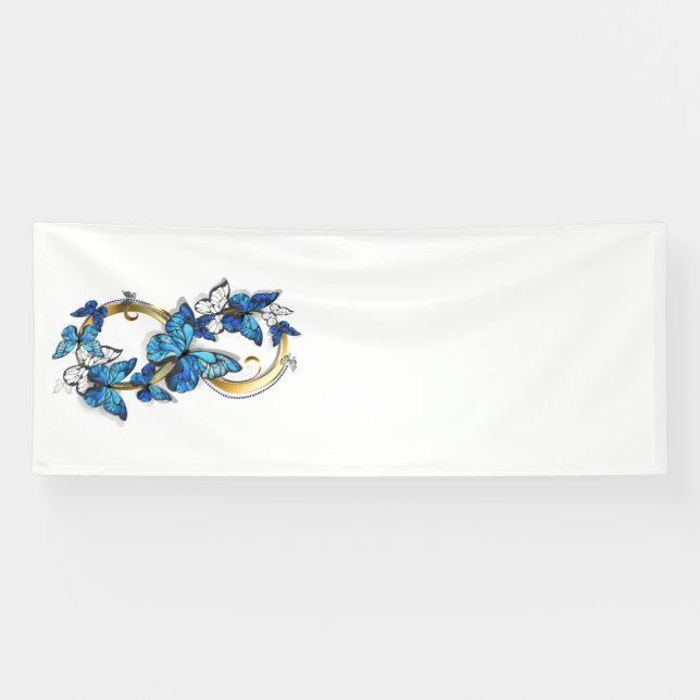 Lona Symbol Infinity of Blue Morpho Butterflies (Horizontal)