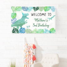 T-Rex Dinosaur Greenery Cumpleaños