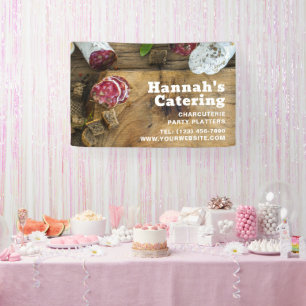 Lona Tablón de madera rústico para catering de charcute