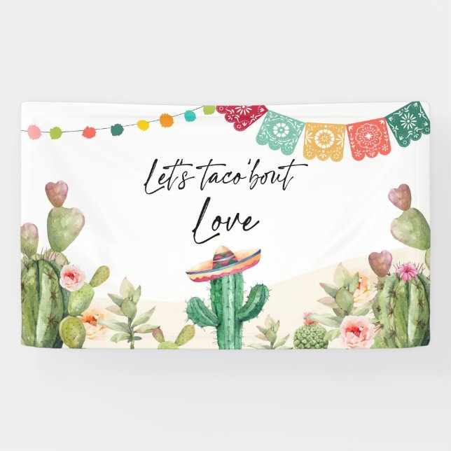 Lona Taco Bout Love Fiesta Cactus Ducha Fondo (Horizontal)