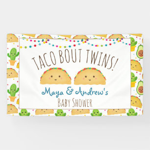 Lona Taco Bout Twins, banner de bienvenida colorido y c