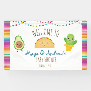 Lona Taco Temático Fiesta Bienvenido Banner Colorido Y