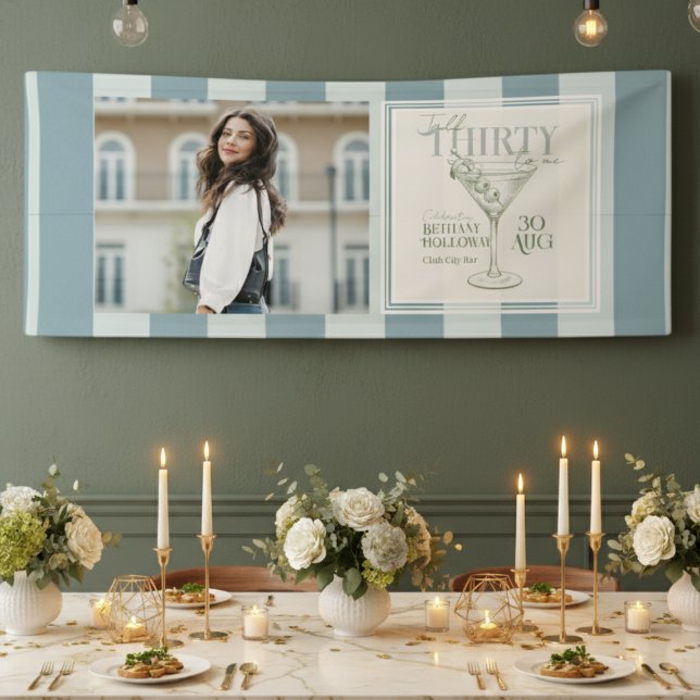 Lona Talk Thirty To Me Martini 30th Birthday Photo (Celebrate the big 3-0 with this stylish Talk Thirty To Me Martini Cocktail 30th Birthday Banner! )