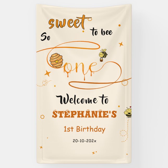 Lona Tan Dulce Ser Una Hermosa Abeja Cumpleaños 1 (Vertical)