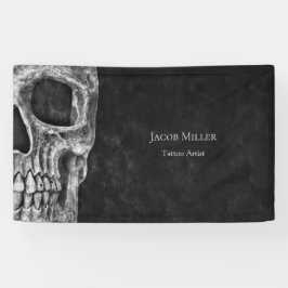 Lona Tatuaje Blanco Y Negro De Cabeza Gótica Media De C