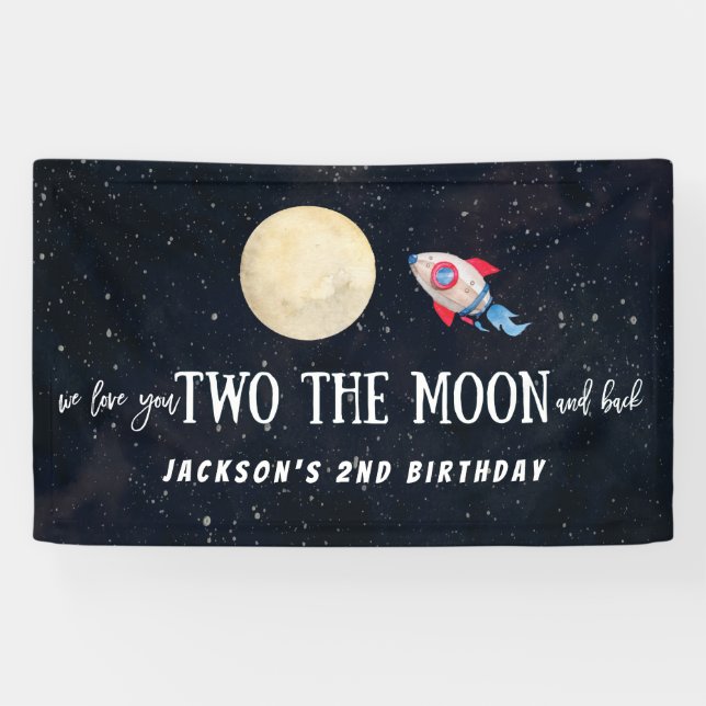 Lona Te Amamos Dos De La Luna Y El Cumpleaños (Horizontal)