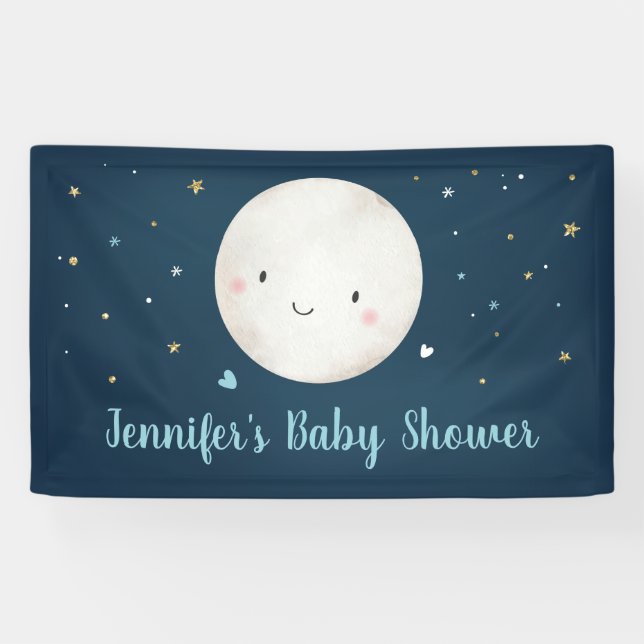 Lona Te Amas Al Baby Shower Moon Blue Gold (Horizontal)