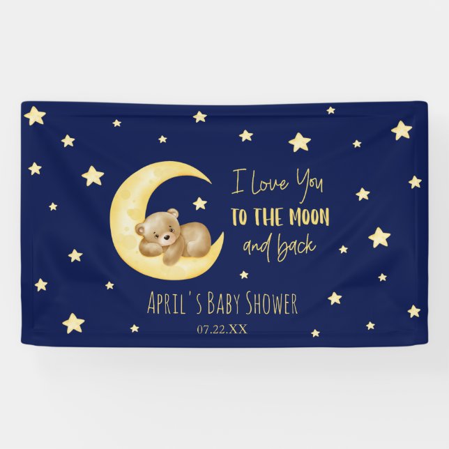 Lona Te Amo Al Baby Shower De La Luna Teddy Bear (Horizontal)
