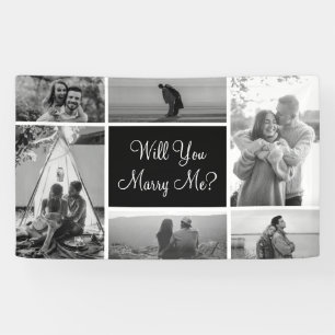 Lona ¿Te Casarás Conmigo?   Foto Collage Blanco Y Negro