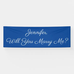 Lona ¿Te Casarás Conmigo? Guión blanco, azul profundo
