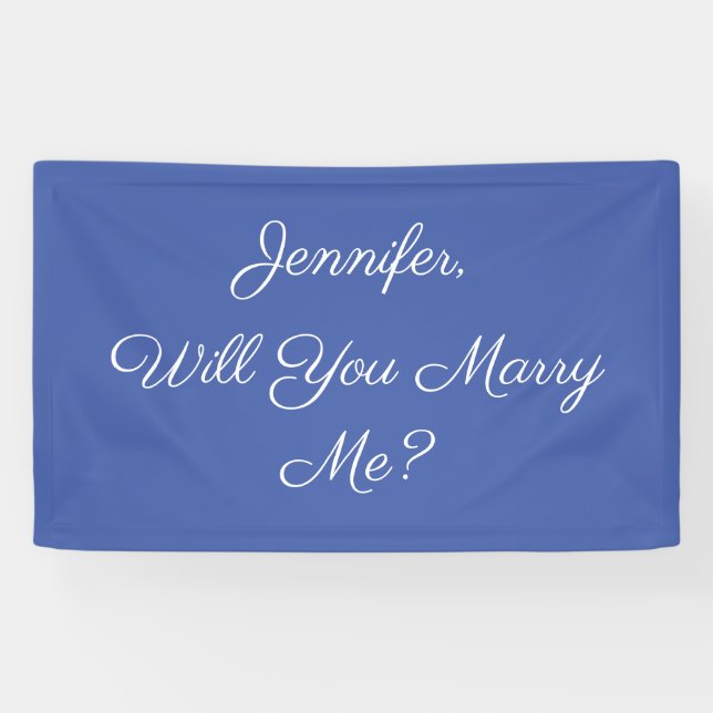 Lona ¿Te Casarás Conmigo? Texto blanco sobre azul marin (Horizontal)