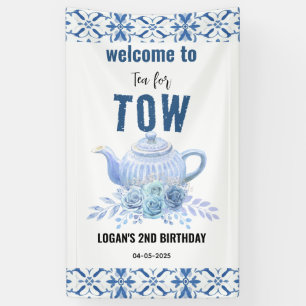 Lona Té para Dos – Cumpleaños floral de 2do año Bienven
