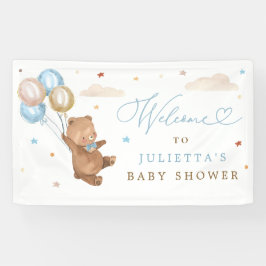 Lona Teddy Bear Baby Shower Boy Blue Bear Bienvenida