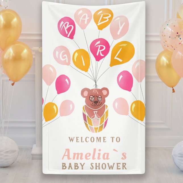Lona Teddy Bear Balloon Baby Girl Baby Shower (Subido por el creador)