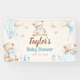 Lona Teddy Bear Boy Baby Shower Welcome Banner Sign