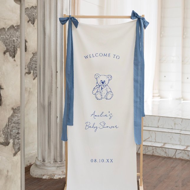 Lona Teddy Bear hand drawn Boy baby shower (Subido por el creador)