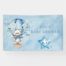 Teddy Bear Hot Air Balloon Boy Baby Shower