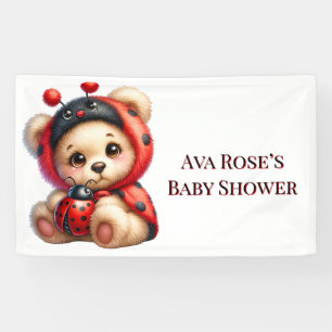 Lona Teddy Bear Ladybug Stripes Chica Baby Shower