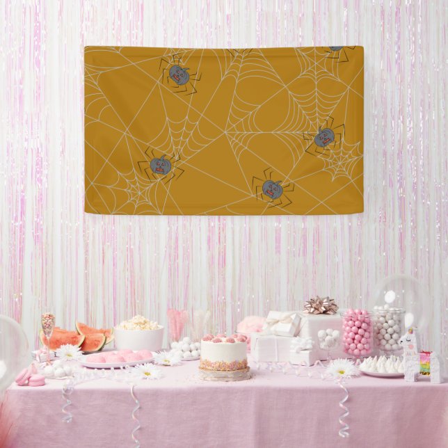 Lona telaraña y calabazas de Halloween (Fiesta)