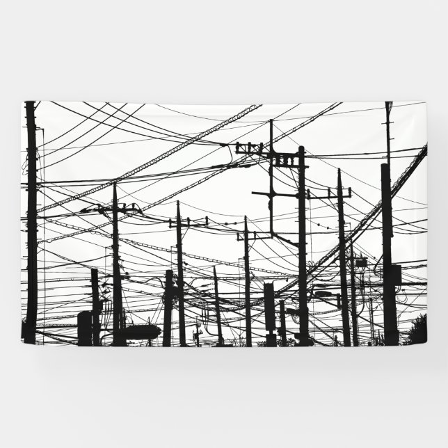 Lona Teléfono antiguo y líneas eléctricas (Horizontal)