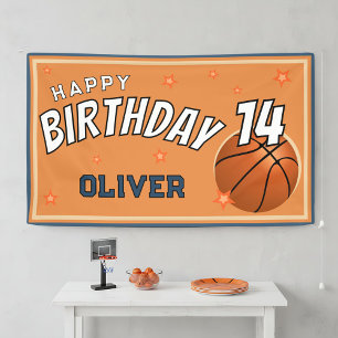 Lona Telón de fondo de cumpleaños feliz de baloncesto