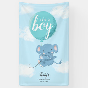 Lona Tema azul caprichoso Baby Shower del elefante