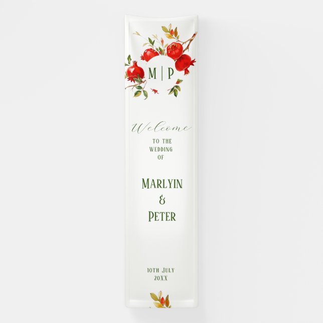 Lona Tema de acuarela de granadas Colores brillantes (Vertical)