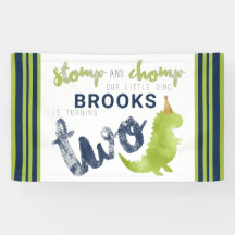 Tema De Dinosaurios Nuestro Pequeño Dino Azul Oro