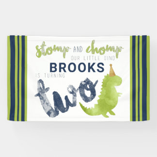 Lona Tema De Dinosaurios Nuestro Pequeño Dino Azul Oro