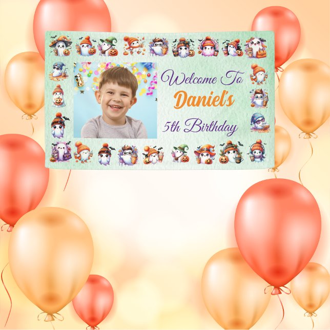 Lona Tema de Fantasmas en Acuarela Verde Claro Cumpleañ (Subido por el creador)