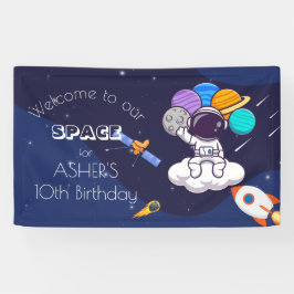 Lona Tema de fiesta de astronauta espacial azul marino