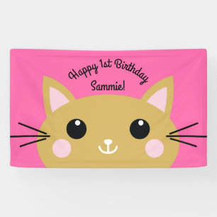 Lona Tema de fiesta de cumpleaños de gatito lindo para